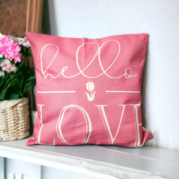 Hello & Love (Pink) Cushion Cover
