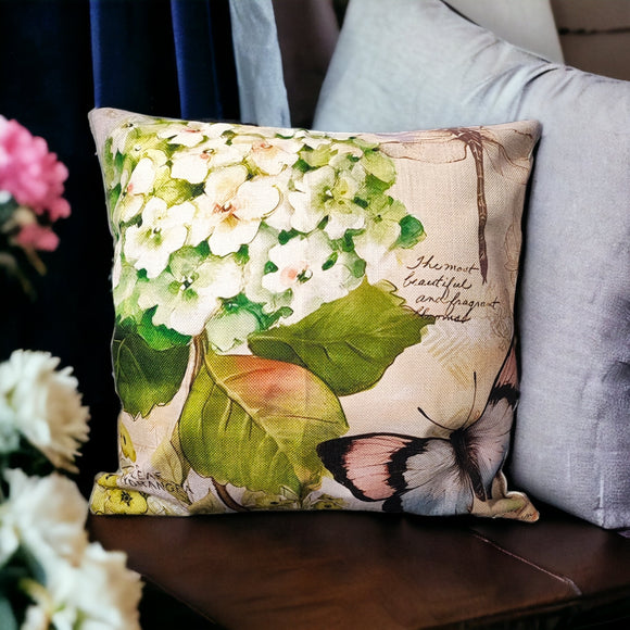 Hydrangea (White) Cushion Cover