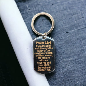 Psalm 23:4 Bible Verse Key Chain