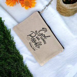 All things are possible pouch-Beige Linen Pouch