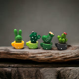 Miniatures Small Cactus Decoration 4 Pieces Set